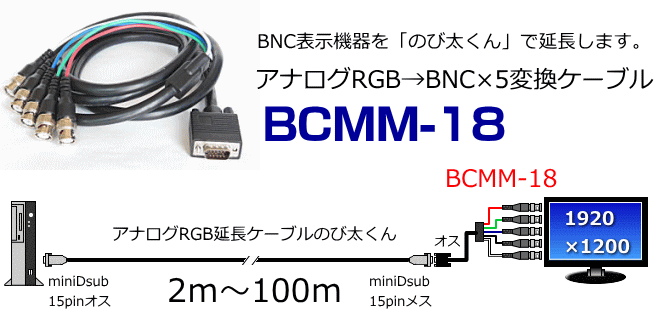 BNC表示機器をのび太くんで延長します。BCMM-18